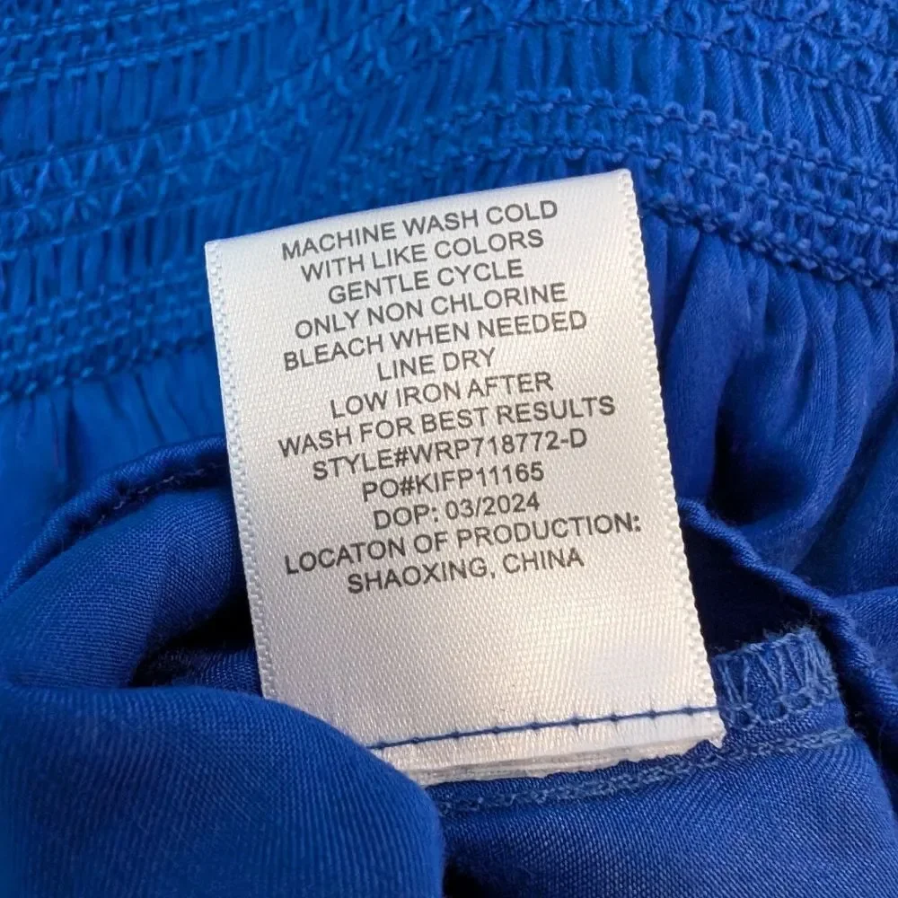 Chelsea & Violet Girls Size M Royal Blue Tie Shoulder Smock Waist Satin Romper